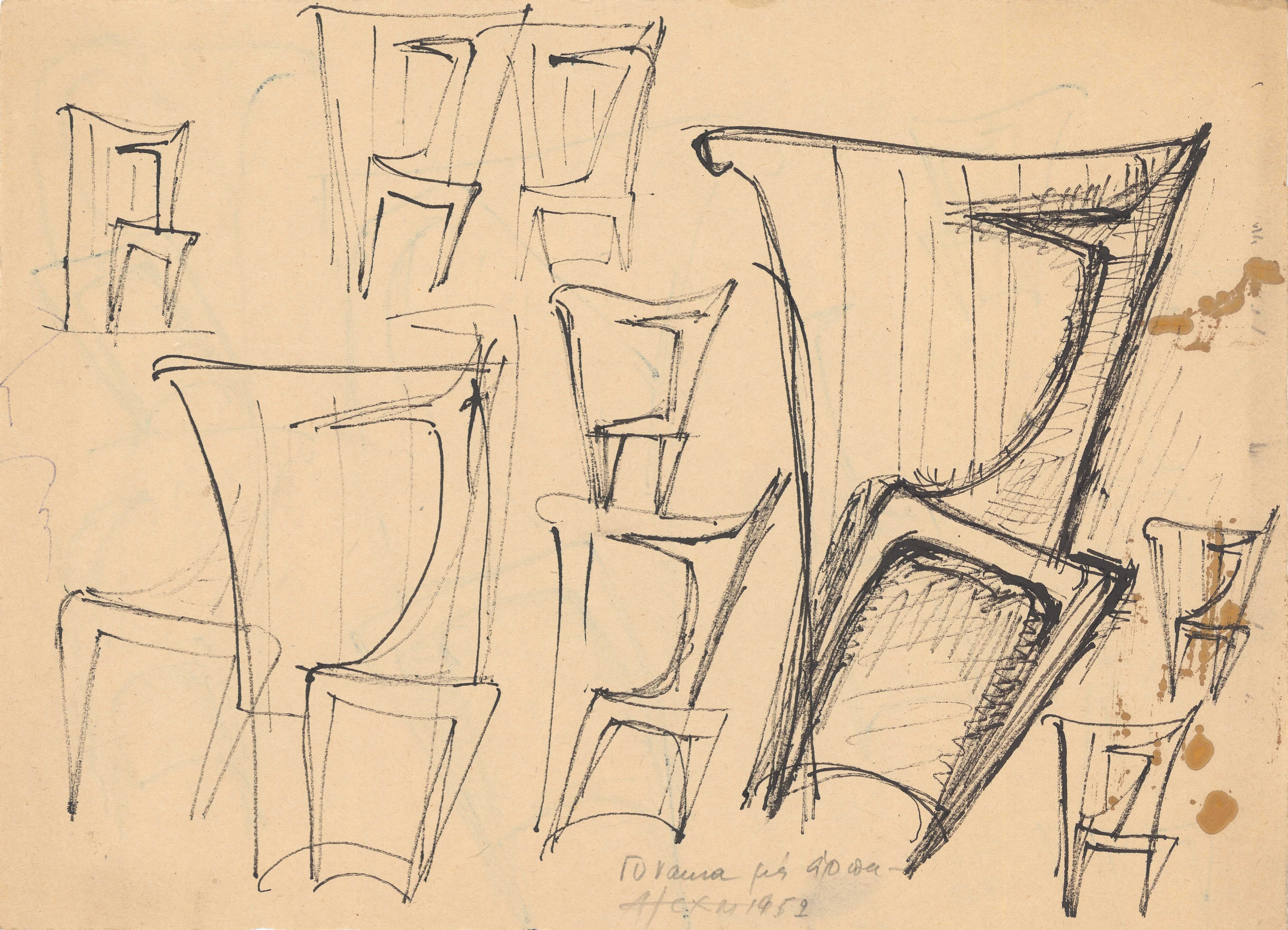 Γυναίκα με άρπα -1- μελέτες